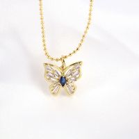 Simple Copper Gold-plated Fashion Zircon-studded Butterfly Pendant Clavicle Chain Wholesale sku image 5