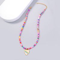 Classic Style Gossip Moon Heart Shape Copper Beaded Resin Layered Necklaces 1 Piece main image 7