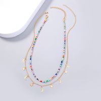Classic Style Gossip Moon Heart Shape Copper Beaded Resin Layered Necklaces 1 Piece sku image 5