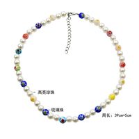 Bohemian Style Diy Rainbow Color Glass Bead Flower Handmade String Round Beads Necklace sku image 1