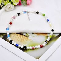 Bohemian Style Diy Rainbow Color Glass Bead Flower Handmade String Round Beads Necklace sku image 2
