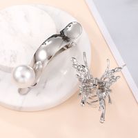 Fashion Butterfly Alloy Inlay Artificial Pearls Hair Clip 1 Set main image 2