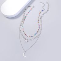 Classic Style Gossip Moon Heart Shape Copper Beaded Resin Layered Necklaces 1 Piece sku image 8