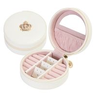 Retro Crown Solid Color Pu Leather Flannel Metal Jewelry Boxes sku image 2