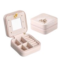 Fashion Solid Color Pu Leather Flannel Jewelry Boxes sku image 1