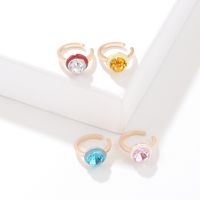 Simple Style Round Water Droplets Heart Shape Alloy Plating Rhinestones Ear Clips 4 Piece Set main image 4
