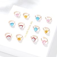 Simple Style Round Water Droplets Heart Shape Alloy Plating Rhinestones Ear Clips 4 Piece Set main image 2