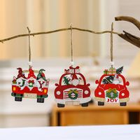 Christmas Santa Claus Car Wood Party Hanging Ornaments sku image 1