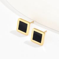 Fashion Square Plating Inlaid Shell 304 Stainless Steel Shell 14K Gold Plated Ear Studs main image 1