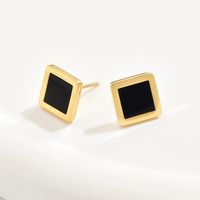 Fashion Square Plating Inlaid Shell 304 Stainless Steel Shell 14K Gold Plated Ear Studs main image 2