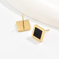 Fashion Square Plating Inlaid Shell 304 Stainless Steel Shell 14K Gold Plated Ear Studs main image 3