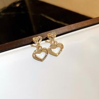 Sweet Heart Shape Alloy Plating Rhinestone Earrings 1 Pair main image 5