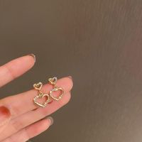 Sweet Heart Shape Alloy Plating Rhinestone Earrings 1 Pair sku image 1