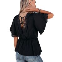Women's Chiffon Shirt Short Sleeve T-shirts Splicing Fashion Solid Color main image 5