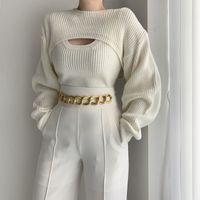 Frau Bluse Lange Ärmel Pullover & Strickjacken Mode Einfarbig main image 10