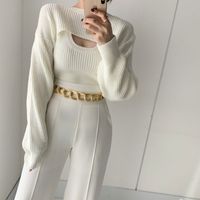 Women's Blouse Long Sleeve Sweaters & Cardigans Fashion Solid Color main image 3
