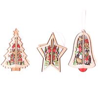 Weihnachten Weihnachtsbaum Stern Holz Gruppe Hängende Ornamente main image 5