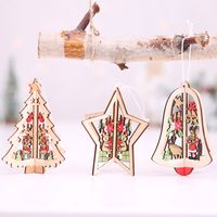 Christmas Christmas Tree Star Wood Party Hanging Ornaments sku image 1