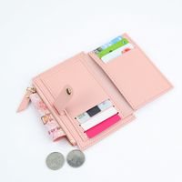 Basic Solid Color Square Zipper Buckle Small Wallet main image 4