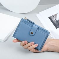 Basic Solid Color Square Zipper Buckle Small Wallet sku image 2