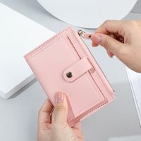 Basic Solid Color Square Zipper Buckle Small Wallet main image 3