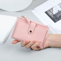 Basic Solid Color Square Zipper Buckle Small Wallet sku image 3