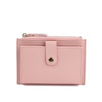 Basic Solid Color Square Zipper Buckle Small Wallet main image 2