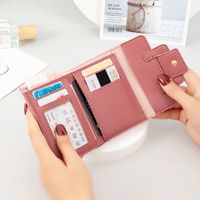 Fashion Solid Color Square Buckle Small Wallet main image 4