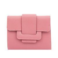 Fashion Solid Color Square Buckle Small Wallet main image 3