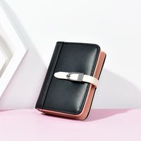 Basic Solid Color Square Buckle Small Wallet main image 3
