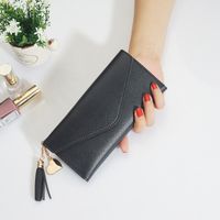 Fashion Solid Color Tassel Square Buckle Small Wallet Clutch Bag sku image 2