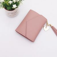 Fashion Heart Shape Solid Color Tassel Square Flip Cover Small Wallet sku image 3