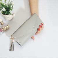 Fashion Solid Color Tassel Square Buckle Small Wallet Clutch Bag sku image 4