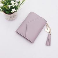 Fashion Heart Shape Solid Color Tassel Square Flip Cover Small Wallet sku image 4