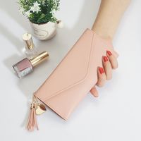 Fashion Solid Color Tassel Square Buckle Small Wallet Clutch Bag main image 3