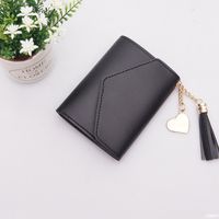 Fashion Heart Shape Solid Color Tassel Square Flip Cover Small Wallet sku image 6