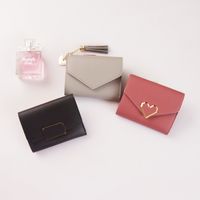 Fashion Heart Shape Solid Color Tassel Square Flip Cover Small Wallet main image 3