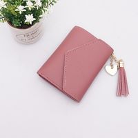 Fashion Heart Shape Solid Color Tassel Square Flip Cover Small Wallet sku image 2