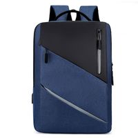Fashion Solid Color Square Zipper Functional Backpack main image 5