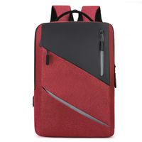 Fashion Solid Color Square Zipper Functional Backpack sku image 3