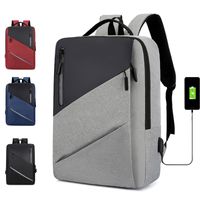 Fashion Solid Color Square Zipper Functional Backpack main image 6