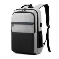 Fashion Solid Color Square Zipper Functional Backpack main image 3