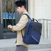 Fashion Solid Color Square Zipper Functional Backpack main image 3