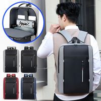 Business Solid Color Square Zipper Functional Backpack main image 5