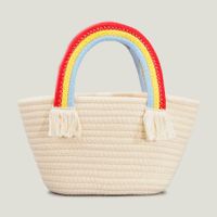 Women's Small Straw Solid Color Fashion Weave Bucket Straw Bag sku image 1