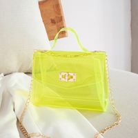 Fashion Solid Color Transparent Square Buckle Jelly Bag sku image 1