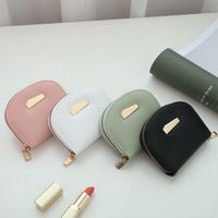 Business Solid Color Semicircle Zipper Card Holder main image 1
