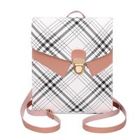 Vintage Style Stripe Metal Button Square Buckle Fashion Backpack main image 4