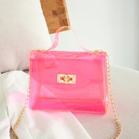 Fashion Solid Color Transparent Square Buckle Jelly Bag sku image 3