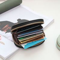 Business Solid Color Semicircle Zipper Card Holder main image 2